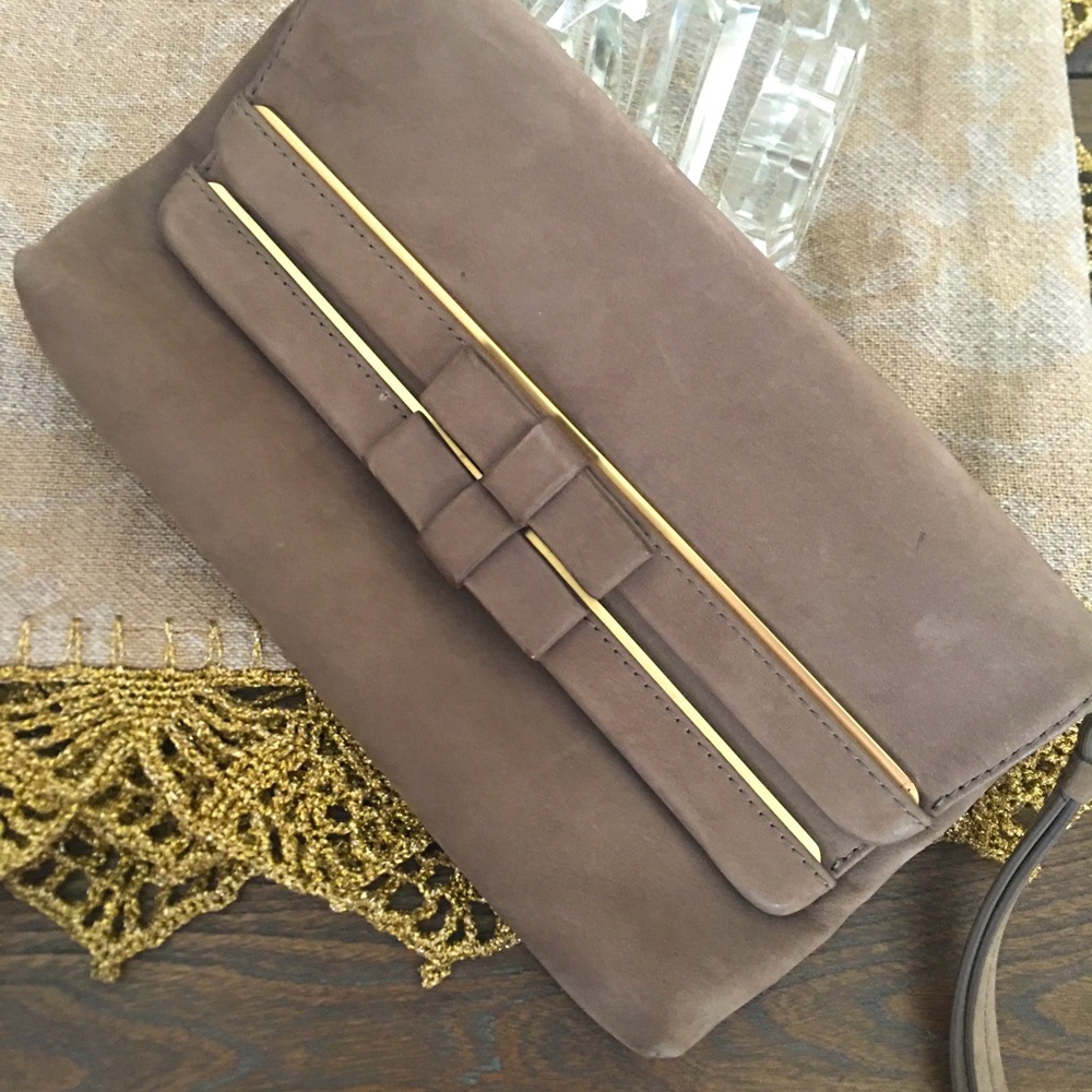 Uterqüe RARE FIND  leather Suede Clutch/ Wristlet